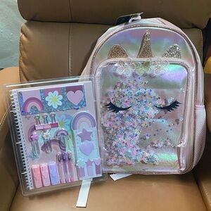 Sparkly Pink Unicorn Kids Backpack NWT